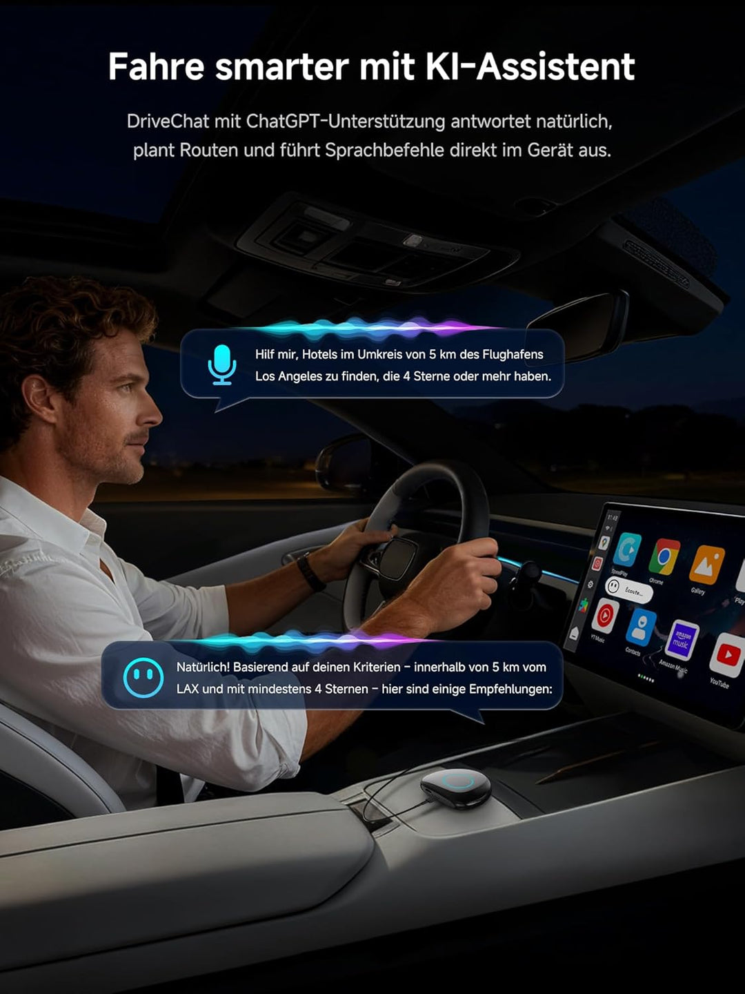AI Box CarPlay Wireless Adapter & Android Auto Wireless Adapter mit Integriertem 4G, Wi-Fi, Dual BT,
