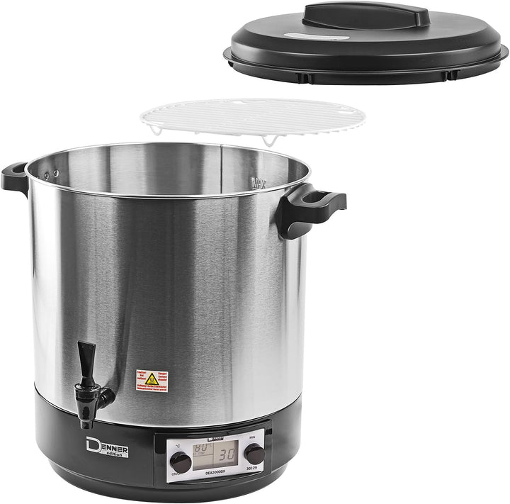 DEMA Edelstahl Einkochtopf DEA2000DX – Einkochautomat, Einkocher, 2000W, 27L, 30–100°C, robust &amp; lan