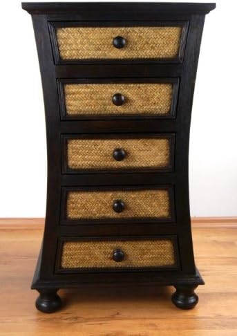 livasia Rattankommode I Rattanschrank I Kommode aus Holz und Rattan (geschwungen), geschwungen