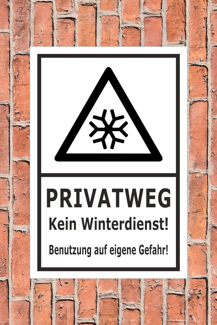 Melis Folienwerkstatt Schild Privatweg Kein Winterdienst - 60x40cm - Bohrlöcher - 3mm Aluverbund – 2