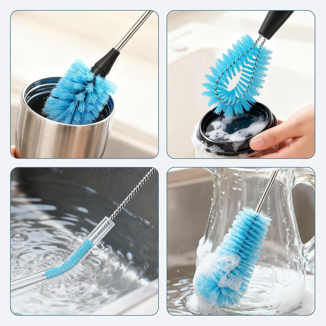 Flaschenbürsten-4er-Set –38 cm Lang, Reinigungsbürsten, Küchenbürsten, mit Strohhalmreiniger und Dec