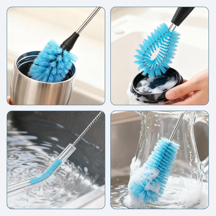 Flaschenbürsten-4er-Set –38 cm Lang, Reinigungsbürsten, Küchenbürsten, mit Strohhalmreiniger und Dec