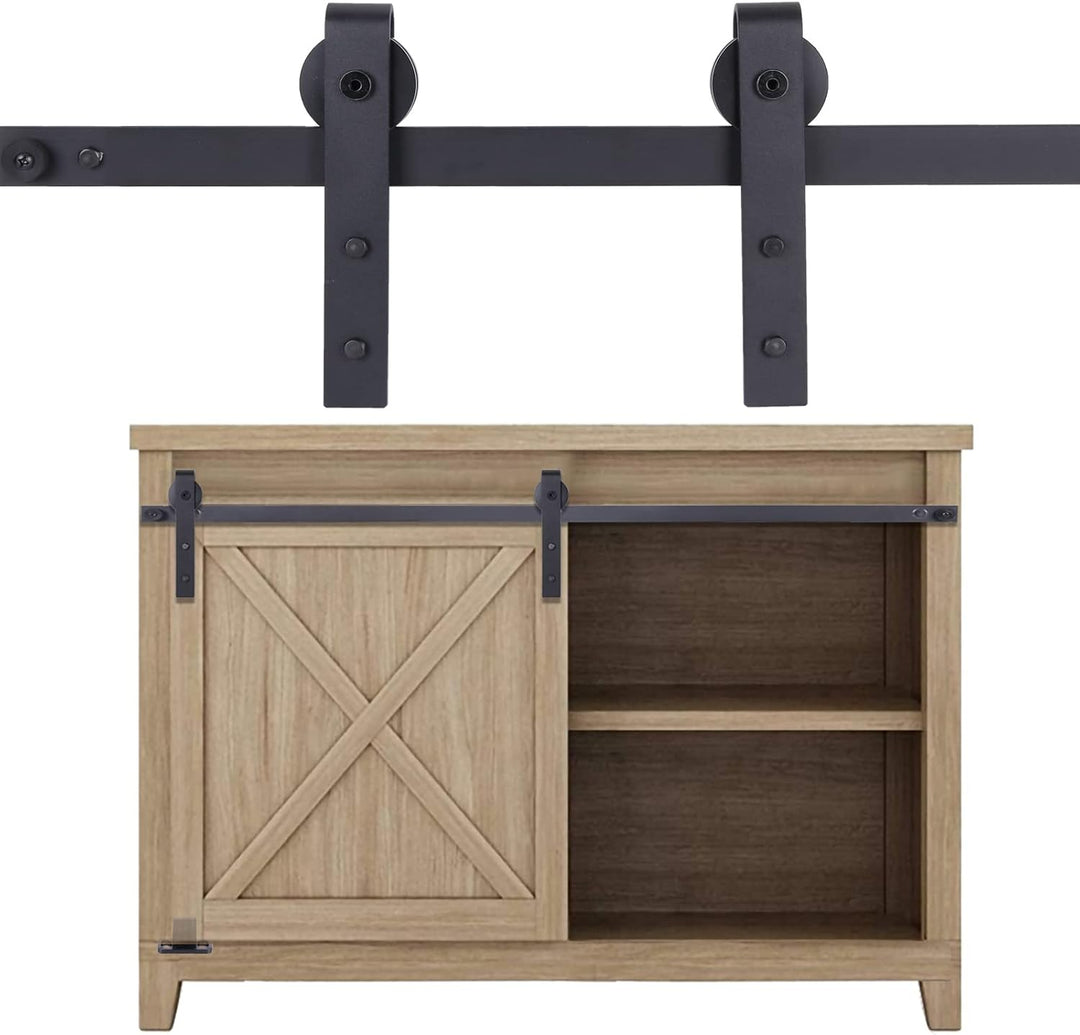 EGTink 90cm/3FT Mini Schiebetürbeschlag Set, Schiebetürsystem mit Laufrollen und Schien für Einzeltü