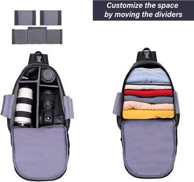 MOSISO Kameratasche Sling Rucksack,DSLR/SLR/Spiegellos Fotografie Wasserdichte Kameratasche Crossbod