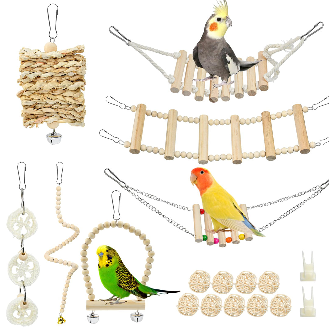 Vogel Spielzeug Käfig Papageien Spielzeug Natur 19 Stück Vogelspielzeug Hängend Vogel zubehör Hängem