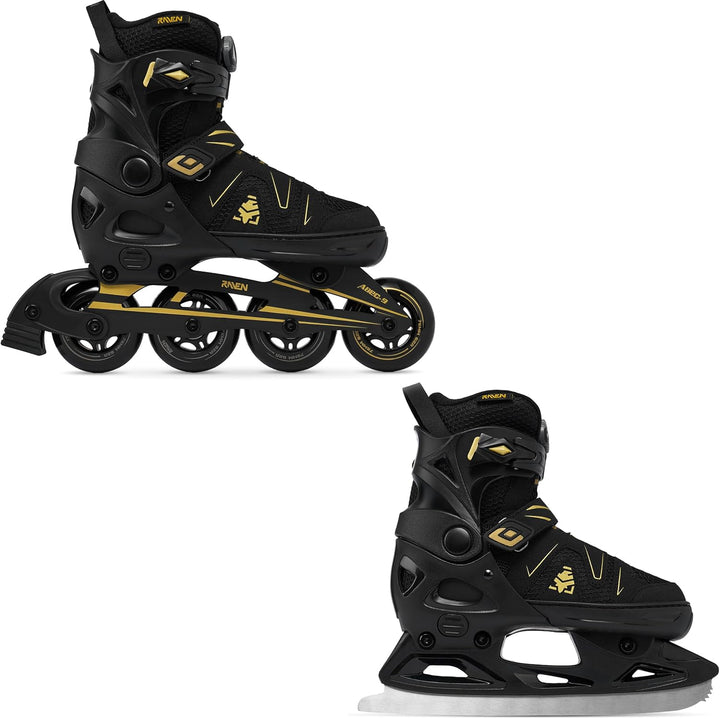 RAVEN Pulse 2in1 Schlittschuhe Inline Skates Inliner für Kinder und Erwachsene verstellbar 43-46 (28