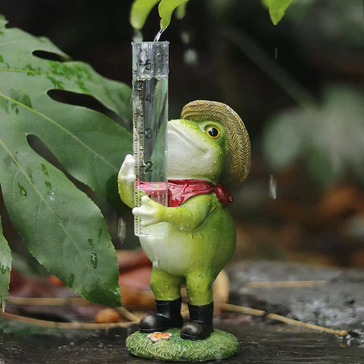 Regenmesser für Garten, Regenmesser Frostsicher mit Glas Messbecher, Niederschlagsmesser, Frosch Gar