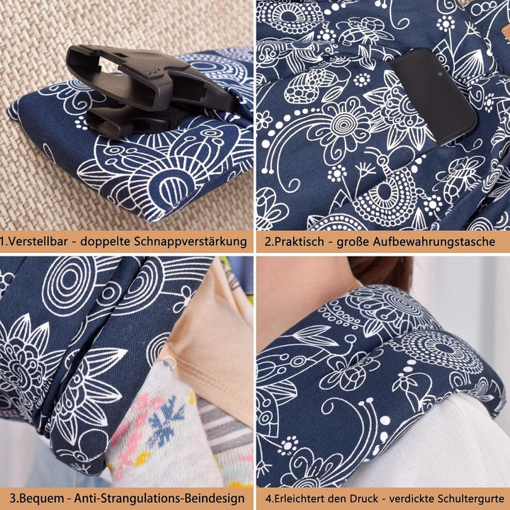 vrbabies Babytrage, Tragetuch Baby-Fronttrage von Neugeborenen bis Kleinkindern, New Upgrade verstel