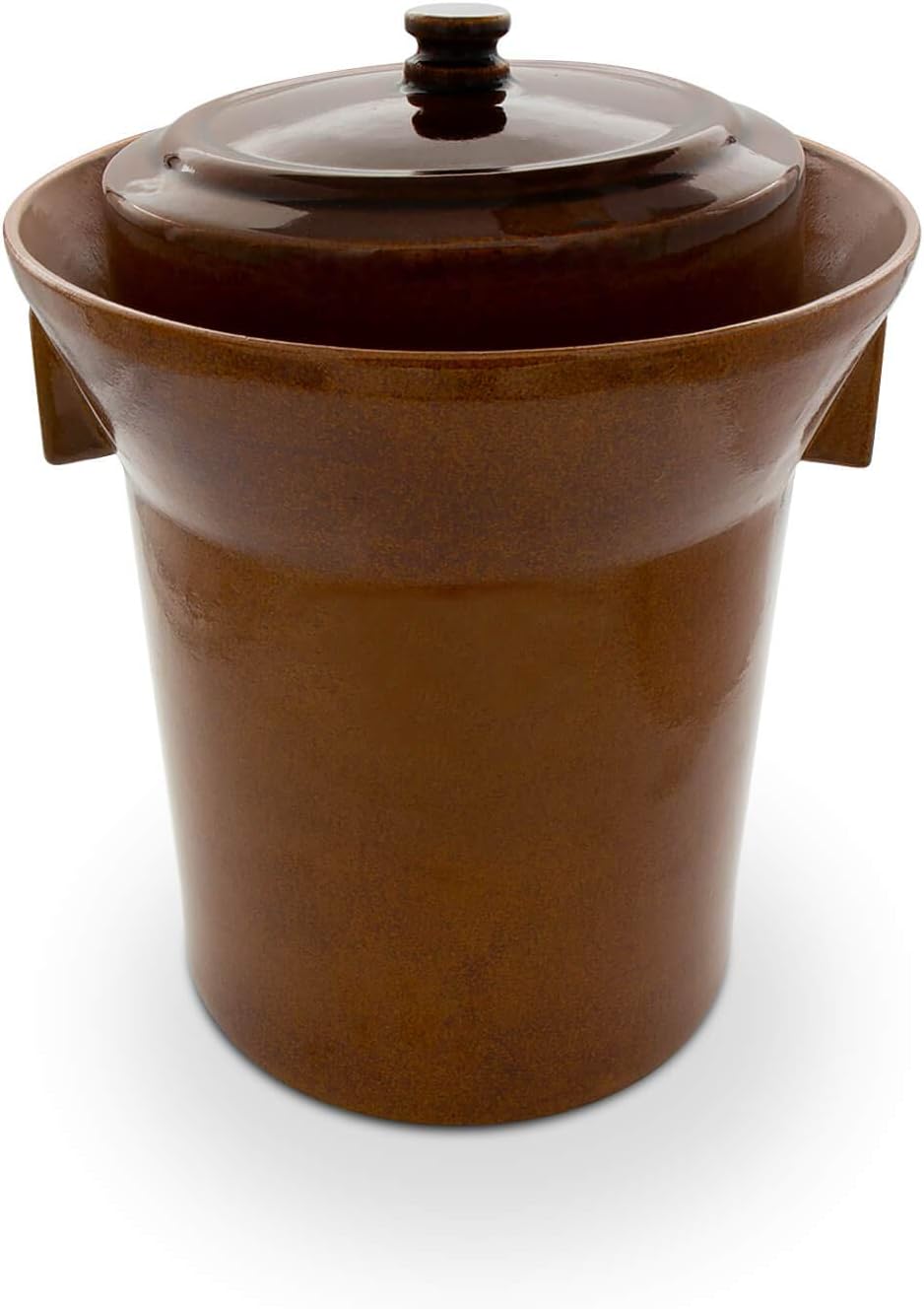 Kerazo Premium Gärtopf [Form 1] - 10.0 Liter aus hochwertiger Steinzeug Keramik inkl. Deckel und Ste