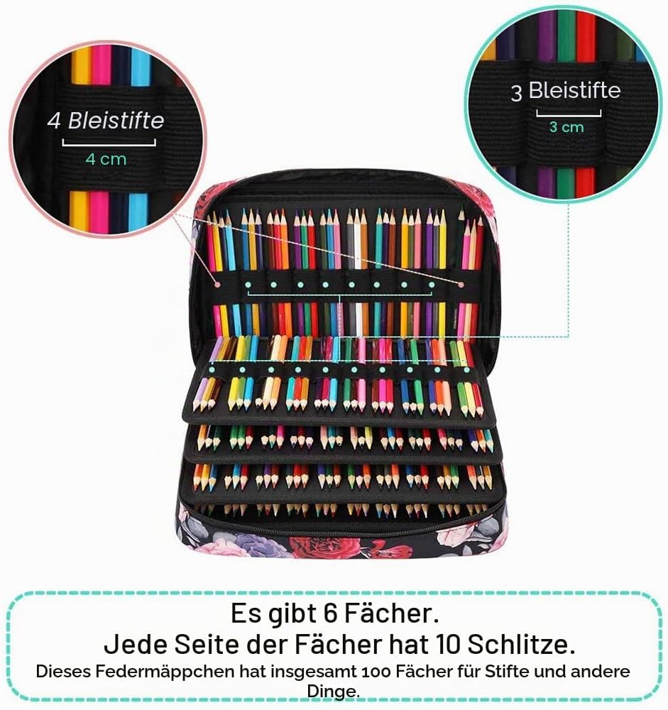 JAKAGO Federmäppchen Grosse Kapazität für 300 Stifte Aufbewahrung Buntstifte,Wasserdicht Pencil Case