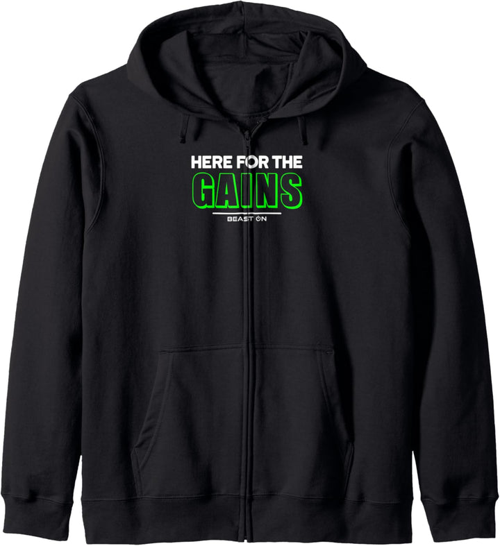 Here for the Gains grün Fitness Motivation Gym Sprüche Kapuzenjacke