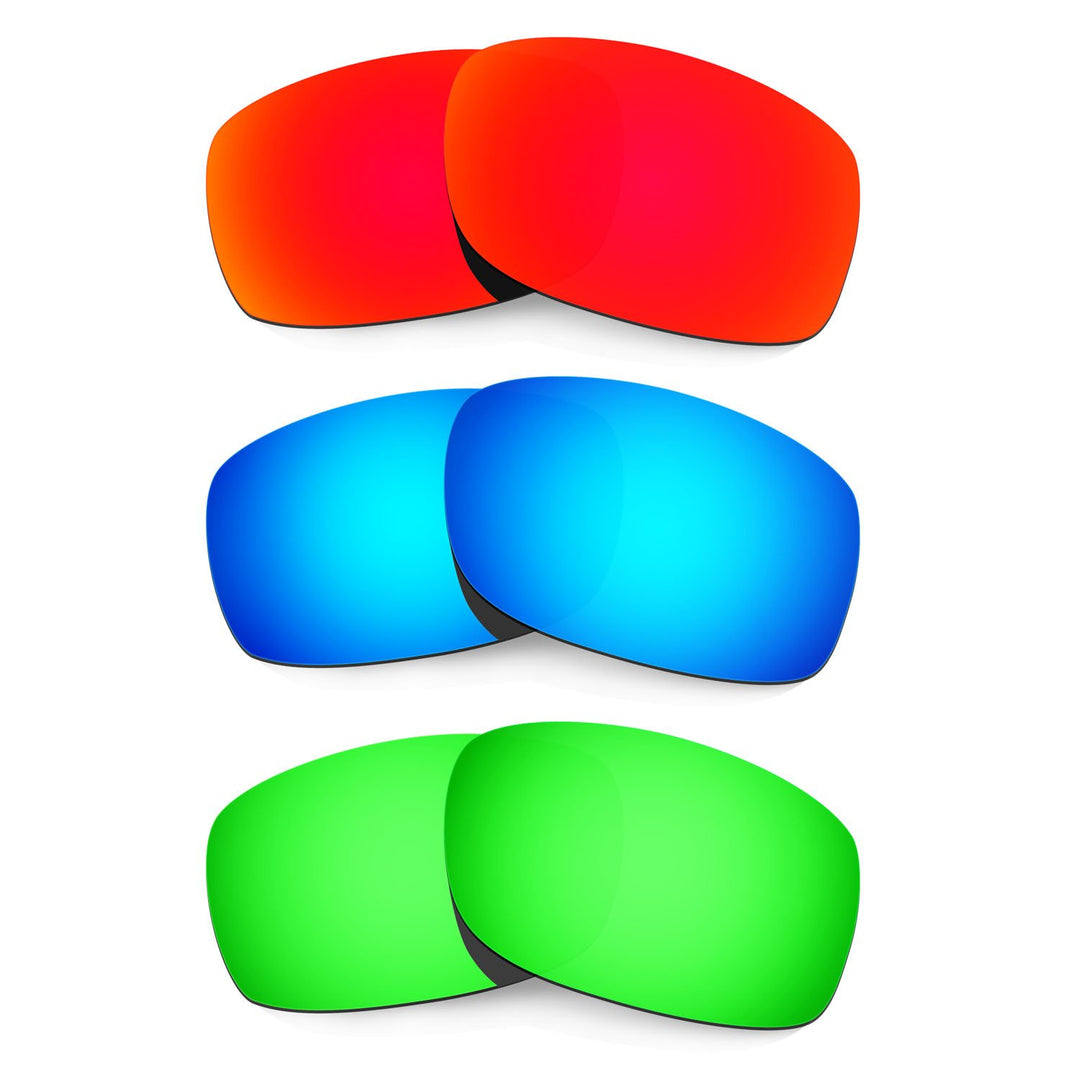 HKUCO Plus Mens Replacement Lenses For Oakley Fives Squared Red/Blue/Emerald Green Sunglasses