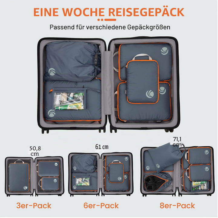 Cipway Kompression Koffer Organizer Set für Rucksack ，Ultraleichte Packtaschen Compression Packing C