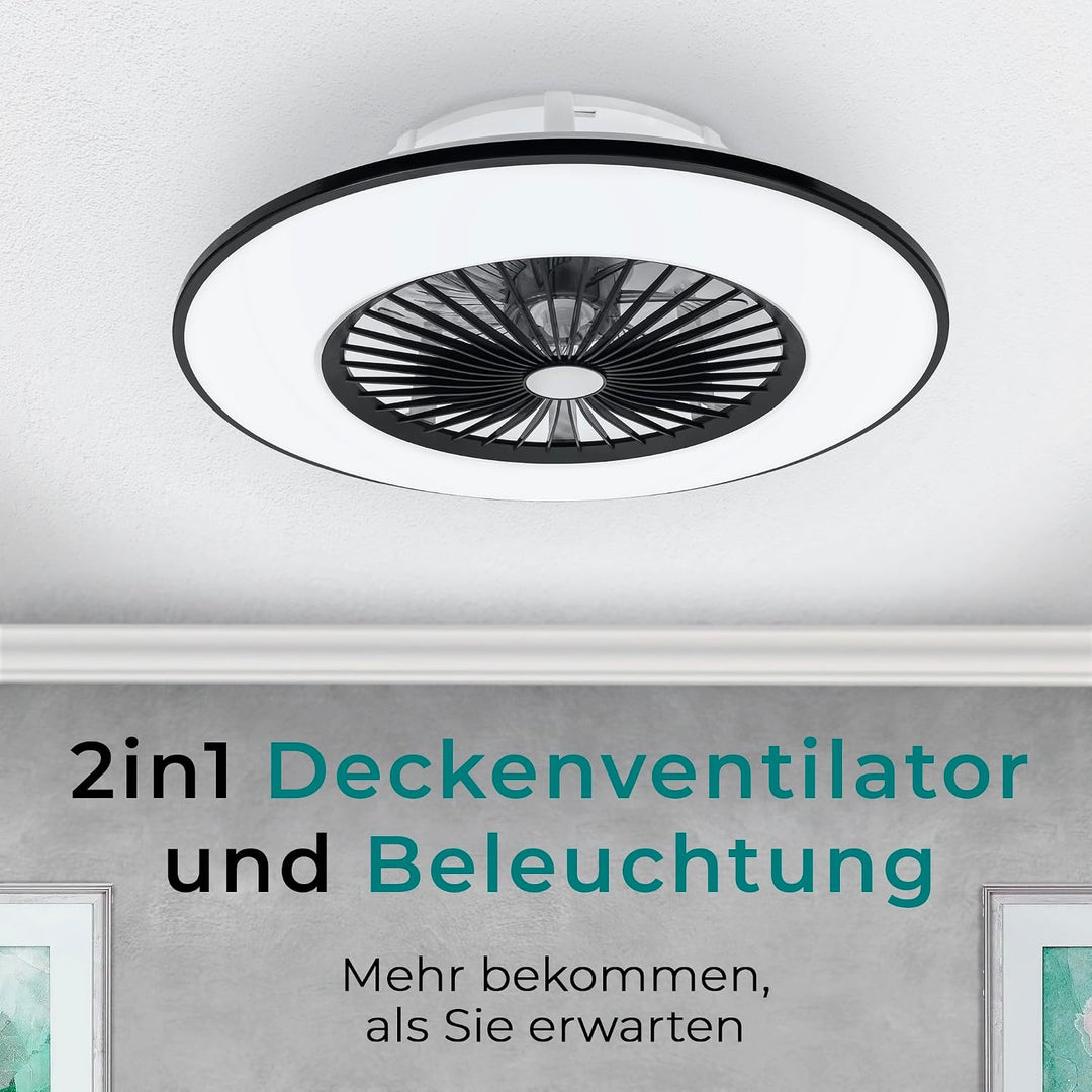 Noaton® Vega 11056BR Deckenventilator mit Beleuchtung, LED Dimmbar max 44 W, 3 Farbtemperaturen, Fer