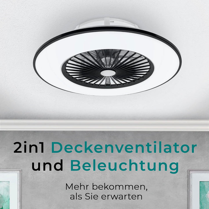 Noaton® Vega 11056BR Deckenventilator mit Beleuchtung, LED Dimmbar max 44 W, 3 Farbtemperaturen, Fer