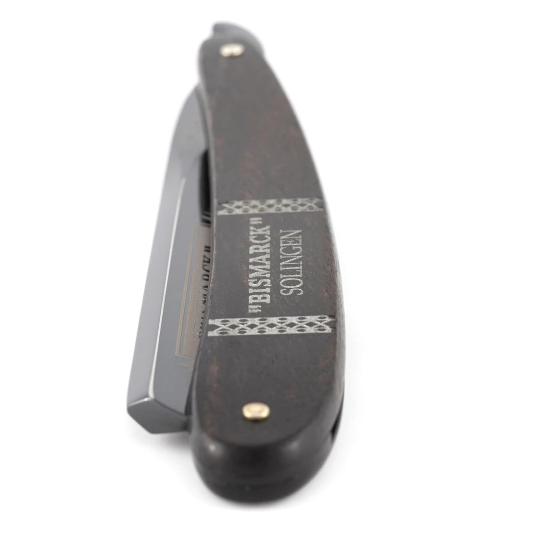 DOVO Rasiermesser Bismarck - Carbonstahl Rasiermesser - 6/8 Zoll - Rundkopf - Spitzrücken - ganzer H
