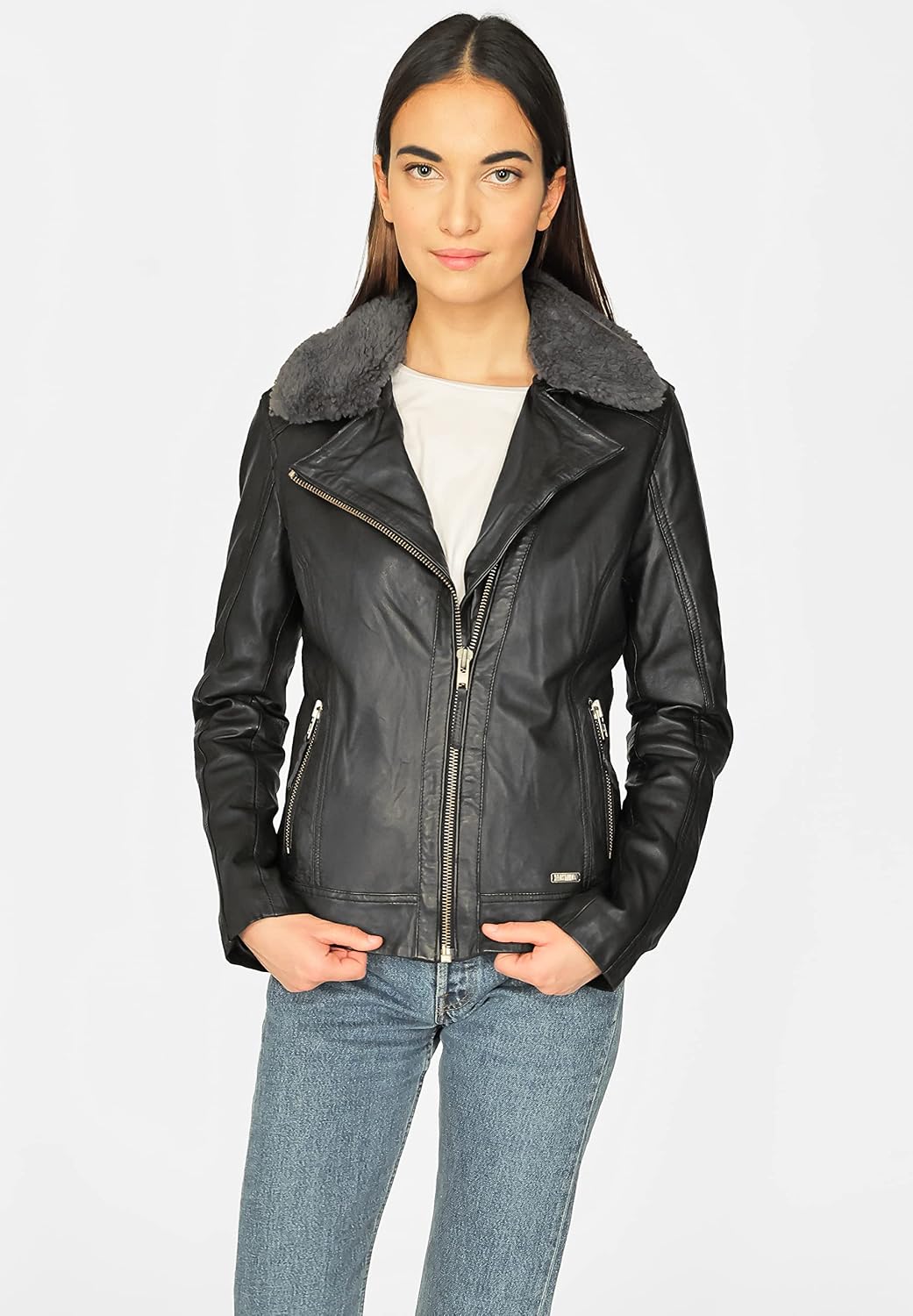 MUSTANG Damen Lederjacke 3102136 XL Schwarz, XL Schwarz