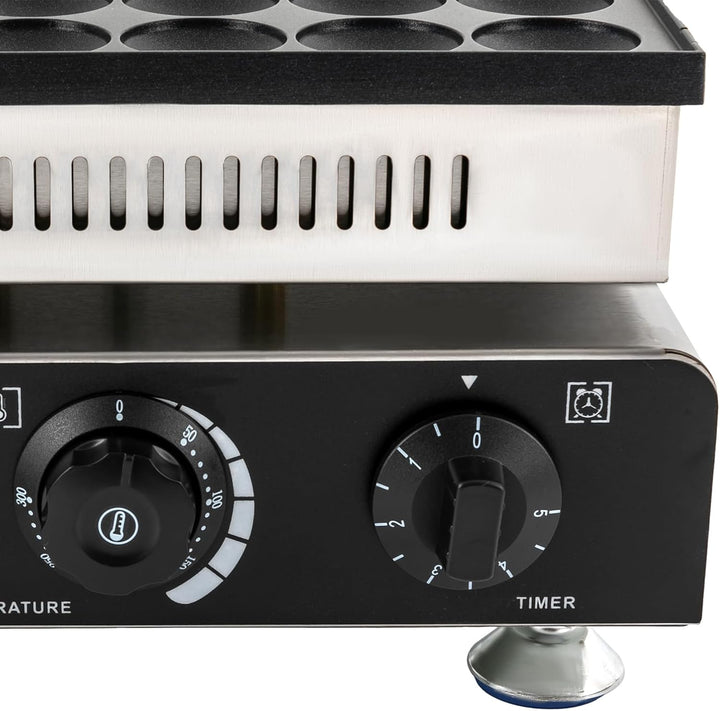 Mini-Pfannkuchenmaker 36 Löcher Dutch Pancake Maker mit Timer 50-300°C 900W Antihaftbeschichtung Pof