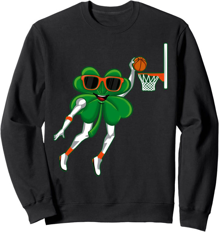 Kisd St Patricks Day Basketball Dunk Green Shamrock Kids Men Sweatshirt