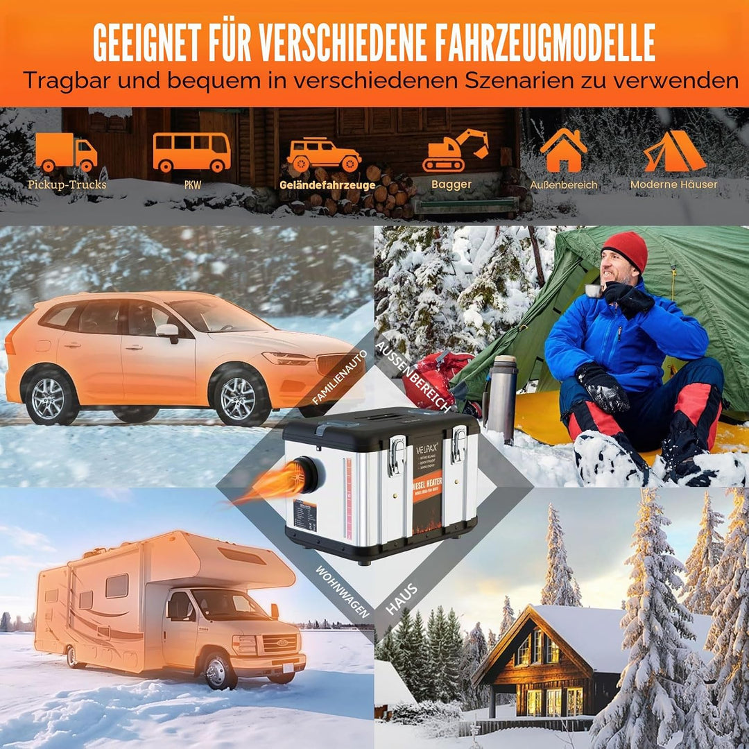 VELPAX Luft Dieselheizung Standheizung,8 kW 12 V Diesel Luftheizung All in One,LCD-Schalterdisplay 1