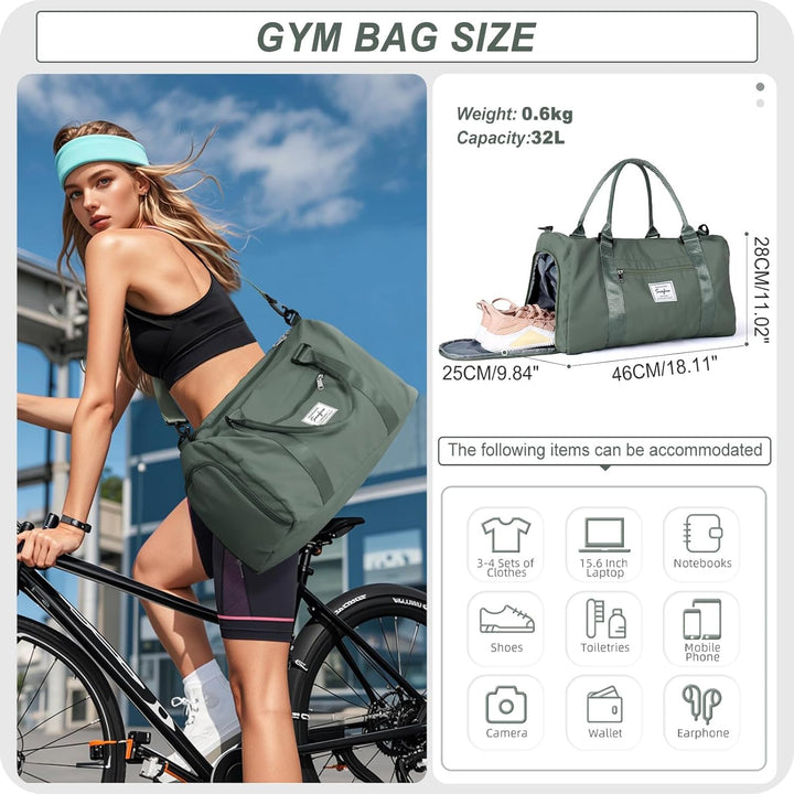 HYC00 Sport Duffel Bag Damen Handgepäck Sporttasche für Damen Herren mit Nassfach & Schuhfach, Reise