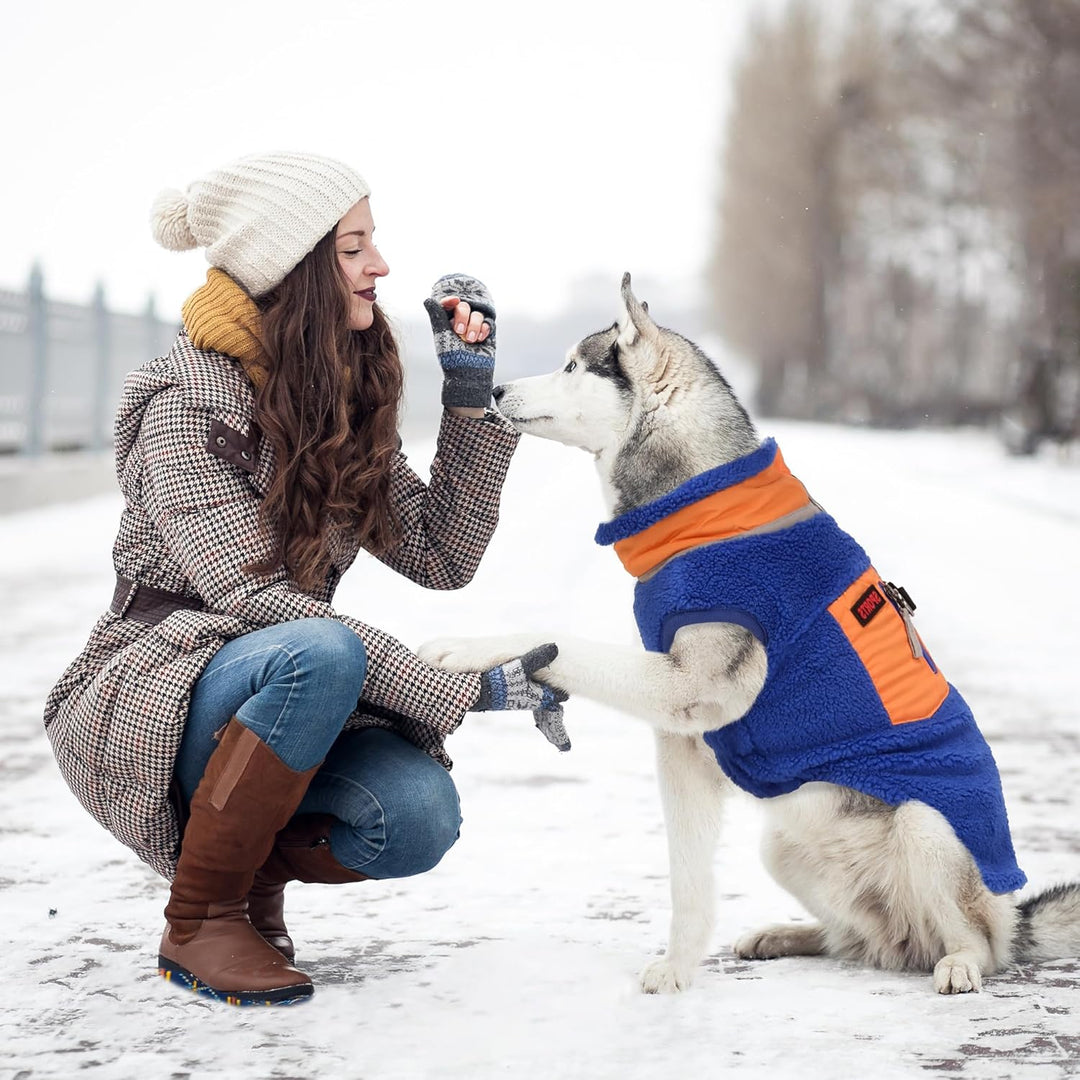 FEimaX Warme Hundemantel Winddichte Haustier Winter Fleece Hundejacke Winterweste mit D-Ring Hundekl