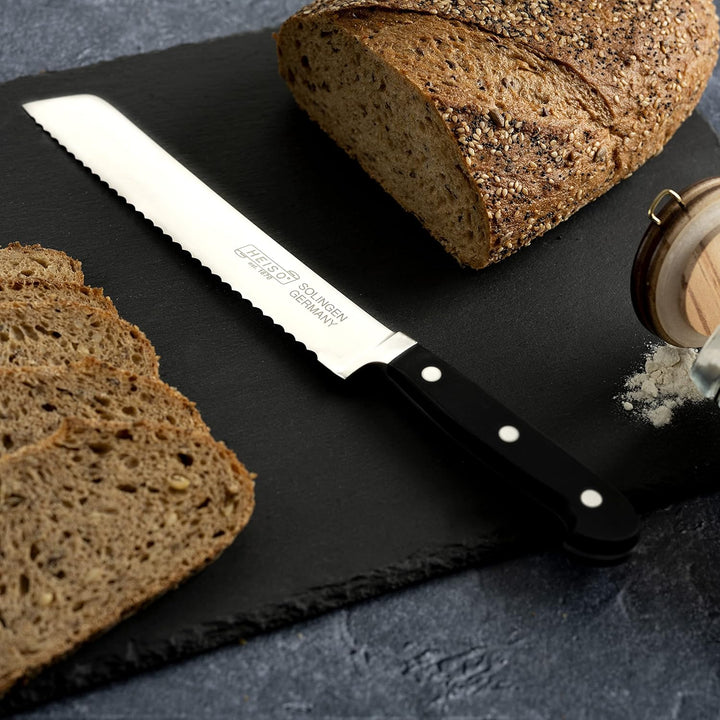 HEISO - Brotmesser - PREMIUM SERIE - rostfreie 21cm Klinge - Brot Messer "Made in Solingen" - Brotme