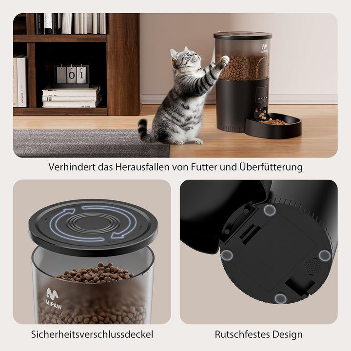 IMIPAW Futterautomat Katze, 5G | 2.4G WiFi Katzenfutter Automat, APP-Steuerung Futterspender für Kat