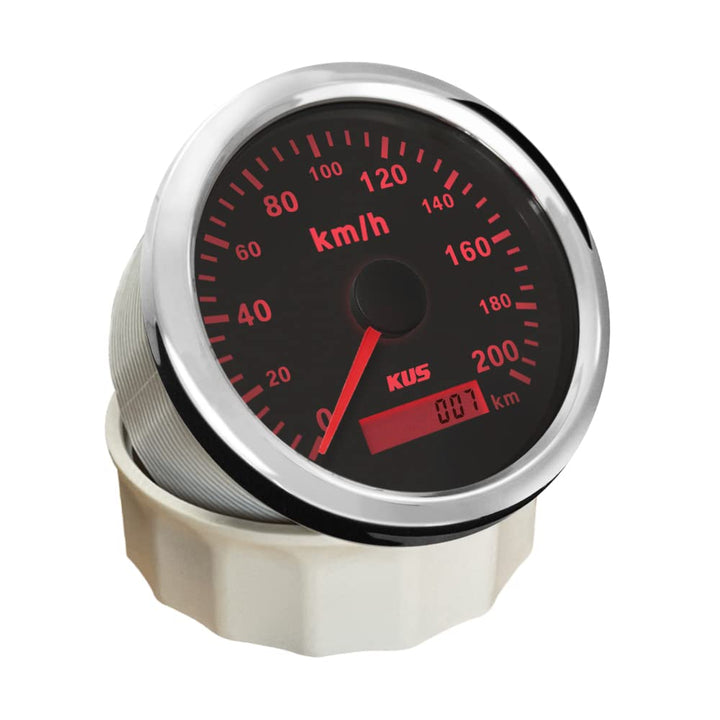 KUS Wasserdichte GPS Tacho Kilometerzähler 0-200km/h Für Auto Motorrad Lkw 85mm (Schwarz), Schwarz