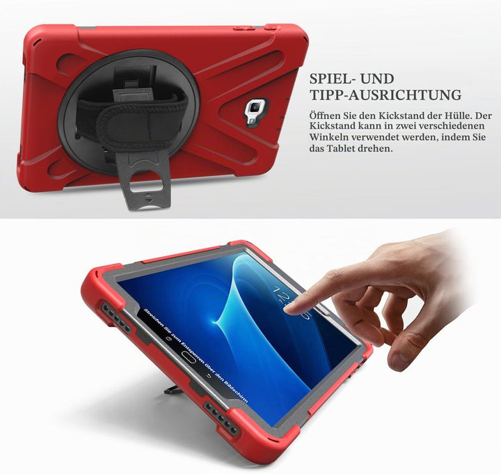 Gerutek Hülle für Galaxy Tab A 2016 10.1 (SM T580/T585) Heavy Duty Rugged Fullbody Stossfest 360 Gra