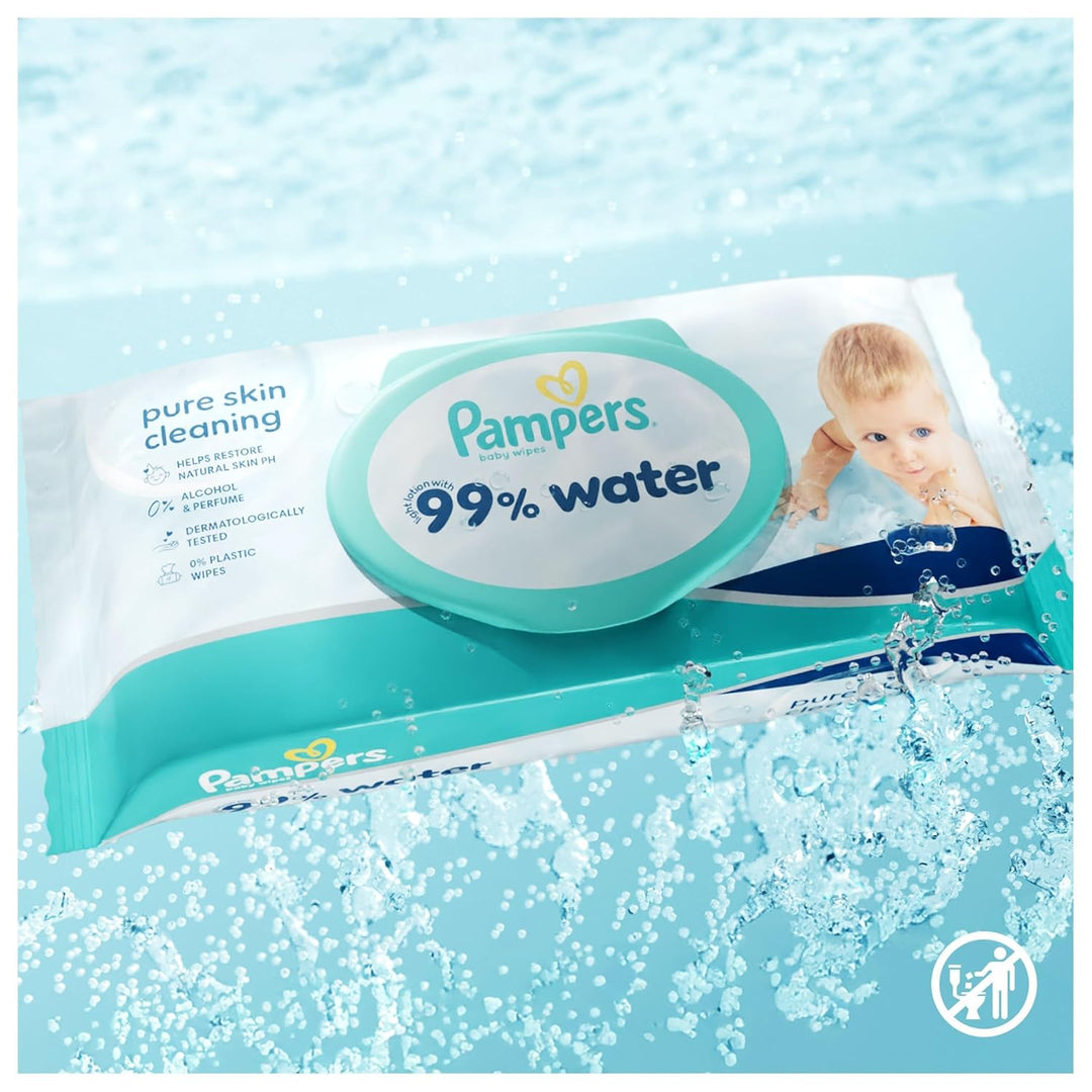 Pampers 99% Water Baby-Feuchttücher, 12 Packungen mit je 60 Feuchttüchern = 720 Baby-Feuchttücher, l