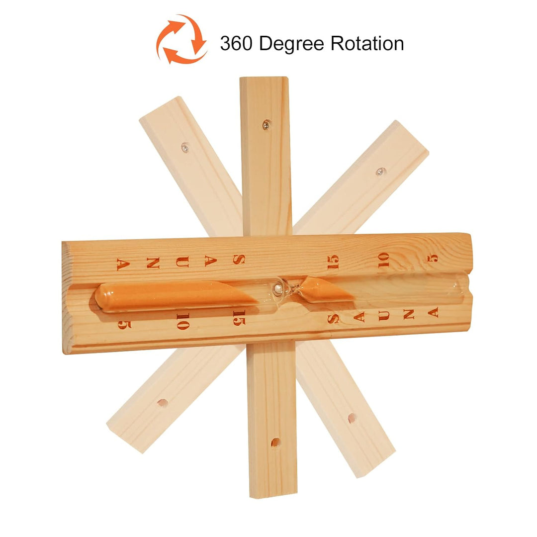 amocane Sauna-Sanduhr, 15 Minuten, Sanduhr, Sauna-Zubehör, Holz, drehbarer Timer (Hemlock-Holz) Oran