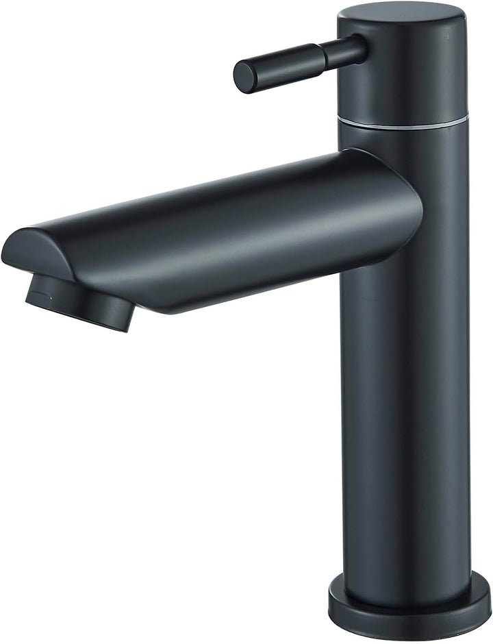 Suguword Schwarz Badarmatur Kaltwasser • Moderne Einhand-Armatur für Waschbecken mit 90mm Auslauf •