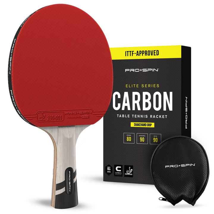PRO-SPIN Carbon Tischtennisschläger | 7-lagiges Schlägerblatt, Offensiv-Gummi, 2,0-mm-Polster, Hochw