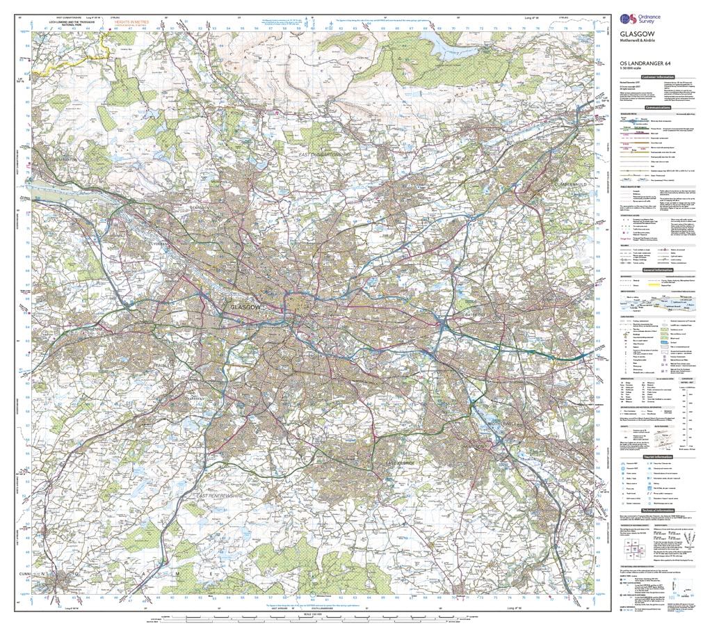 Glasgow, Motherwell & Airdrie (OS Landranger Map, Band 64), Karte
