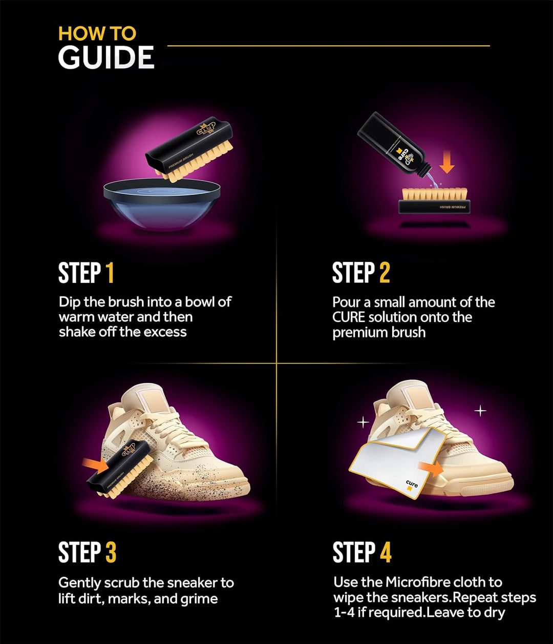 Crep Protect Shoe Cleaner - Sneaker Cleaning Kit With Solution, Shoe Brush & Microfiber Cloth for Sn
