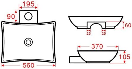 Aufsatzwaschtisch AW2008 56 x 37 x 10,5 cm, 56 x 37 x 10,5 cm