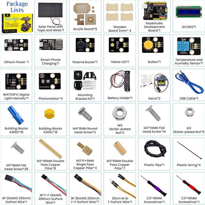 KEYESTUDIO DIY Solar Tracking Electronic Kit for Arduino UN0, Temperature and Humidity Sensor,BH1750
