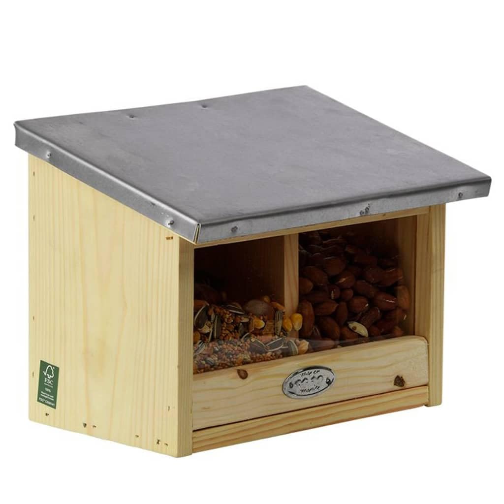 Esschert Design Eichhörnchen Futterhaus doppelt aus, 25,3 x 17,6 x 18,7 cm, Nistkasten, Futterstatio