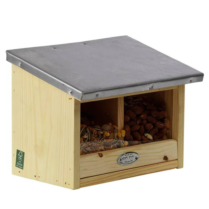 Esschert Design Eichhörnchen Futterhaus doppelt aus, 25,3 x 17,6 x 18,7 cm, Nistkasten, Futterstatio