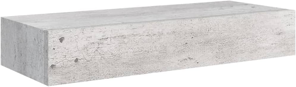Schubladenregal 2 Pcs 60x23,5x10 cm MDF, Metall Betongrau Wandschrank Wandboard Mit Schublade Mit Sc