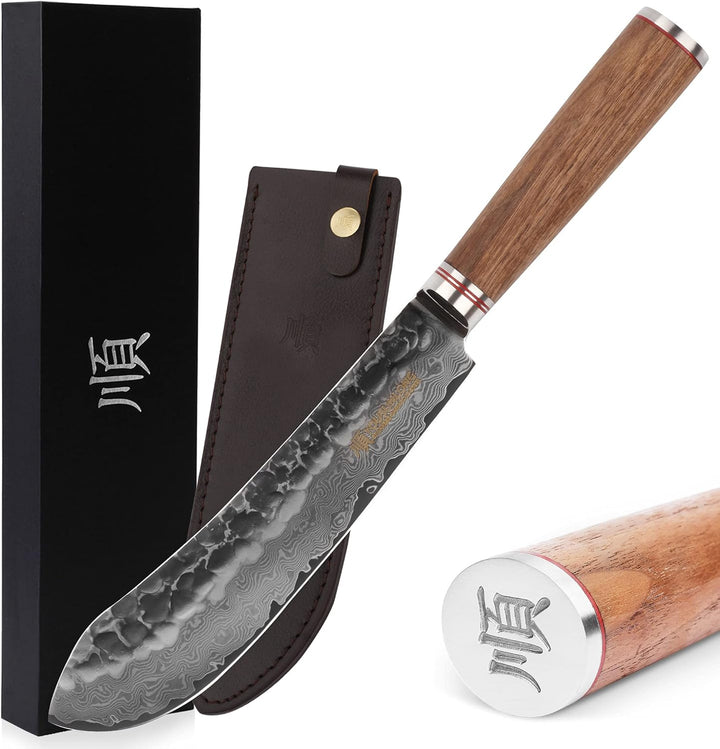 YOUSUNLONG Blockmesser Damastmesser gross, Klinge 20,50 cm Länge - sehr hochwertiges sehr scharfes P