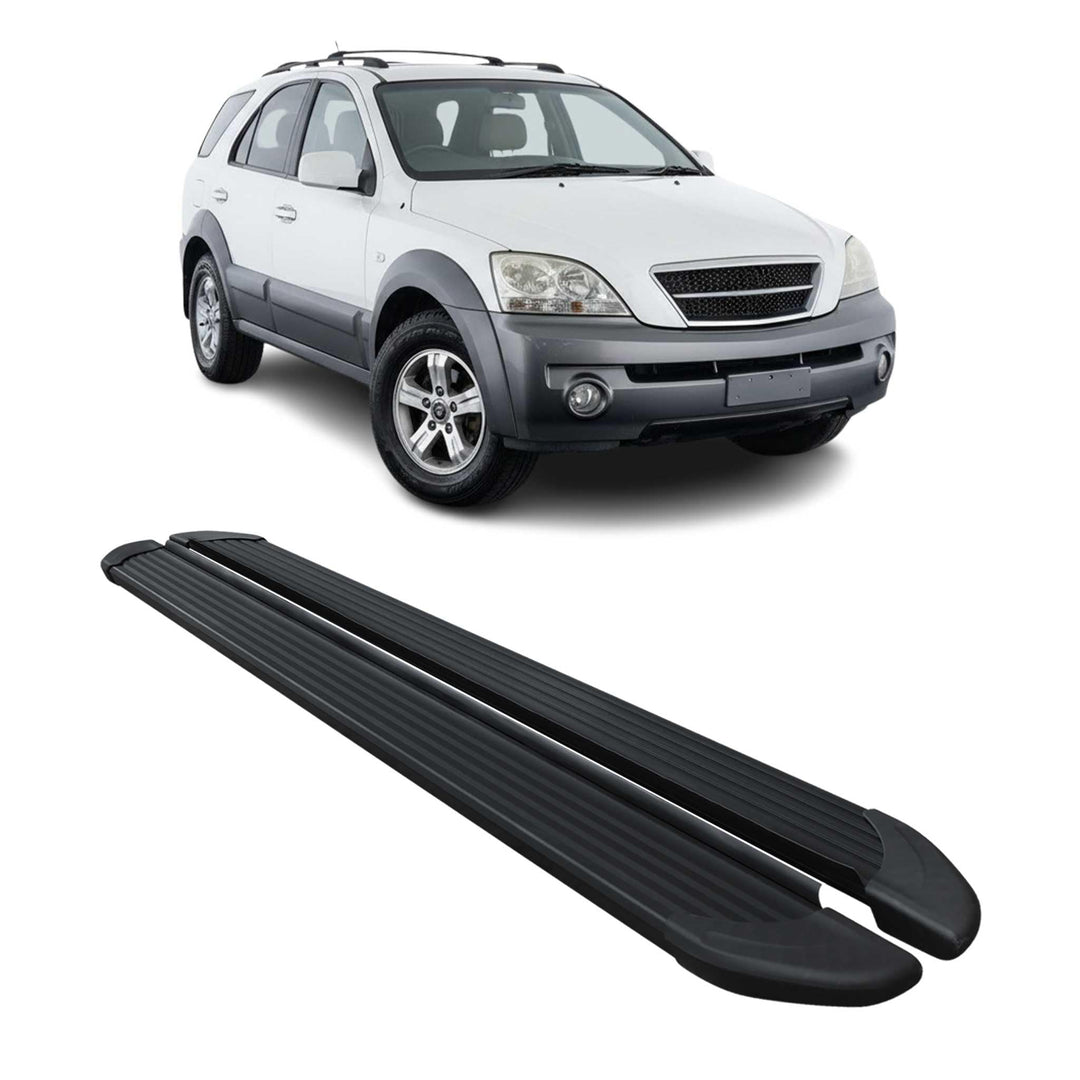 OMAC Seitenschweller Trittbretter Schweller kompatibel mit Kia Sorento 2002-2010 Alu Schwarz OPA / S