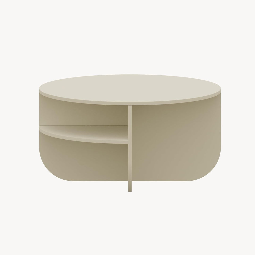 [en.casa] Couchtisch Reykhon Wohnzimmertisch Ø80 x 41 cm Sofatisch mit 2 Ablageflächen Kaffeetisch r