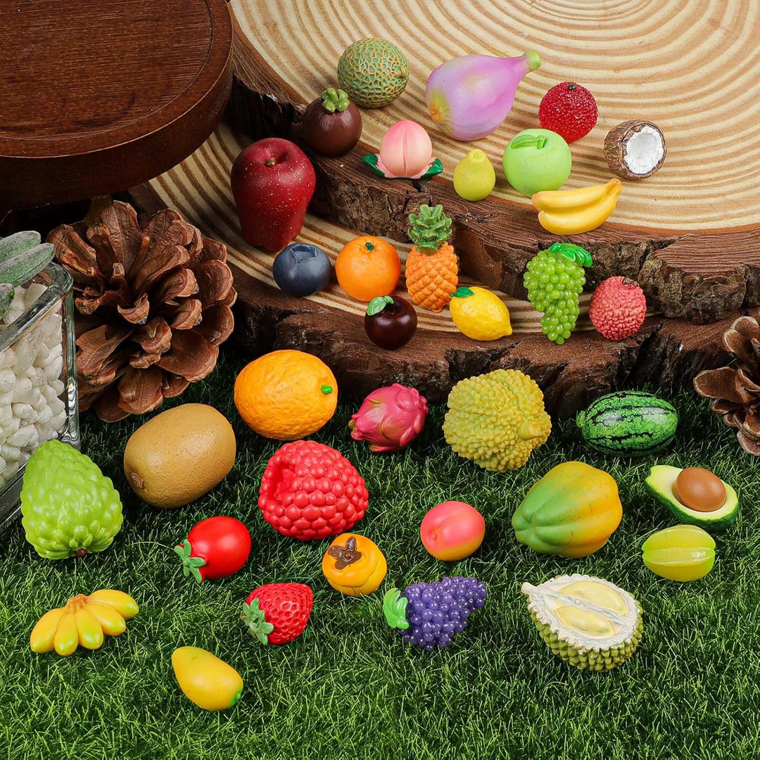 35 Stück Mini Harz Künstliche Früchte Miniatur Harz Früchte Realistische Mini Simulation Obst Erdbee