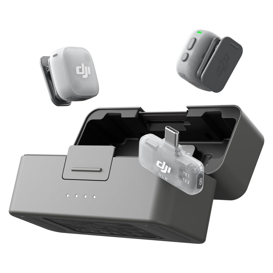 DJI Mic Mini 2 (2 TX + 1 Mobile RX + Ladeschale), Lavalier-Mikrofon, Ansteckmikrofon für iPhone und