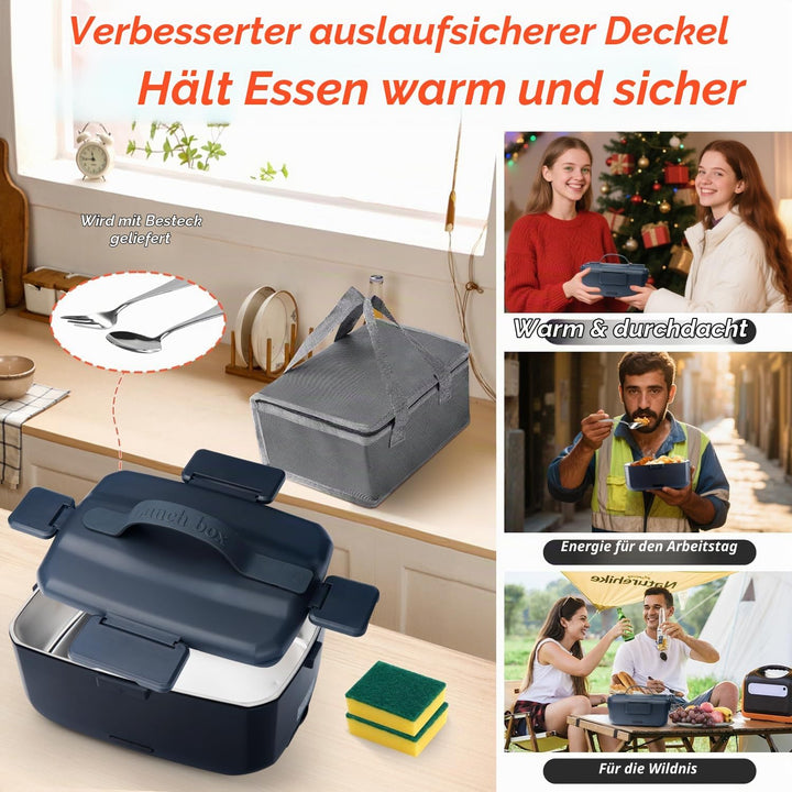 Grosse Elektrische Lunchbox 90 W, 3-in-1 Lunchbox Erwachsene für Edelstahl, 12 V/24 V/220 V für Auto