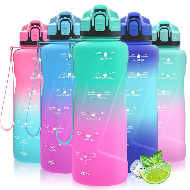 Coolfel Sport Trinkflasche 2l, 1,5l, 1l, 700ml, 500ml Trinkflasche Kinder Auslaufsicher, Motivierend