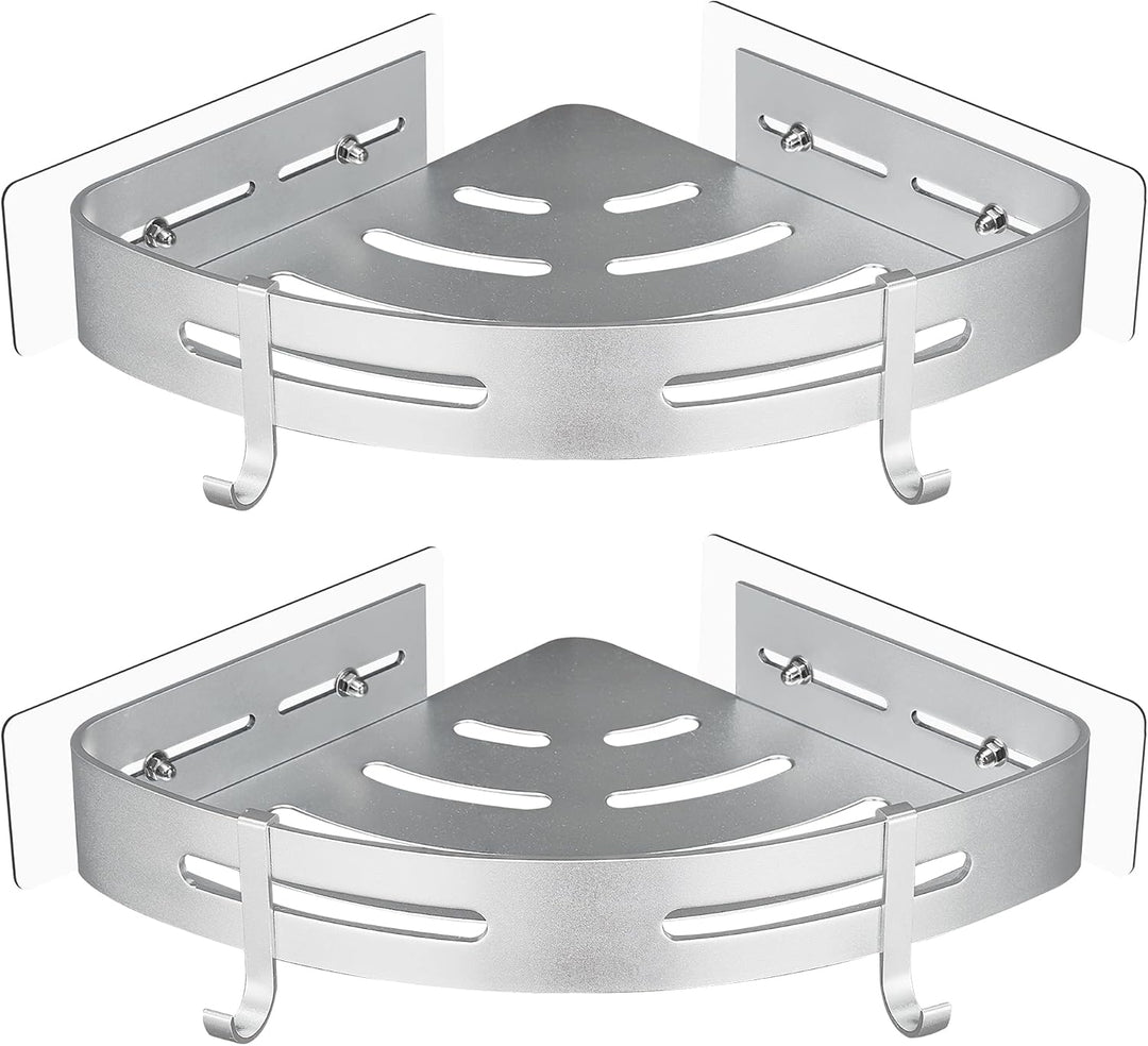 GRICOL Eckablage Duschkorb Duschregal ohne Bohren Duschablage Metall Mit 4 Haken Dusche Ablage Badre