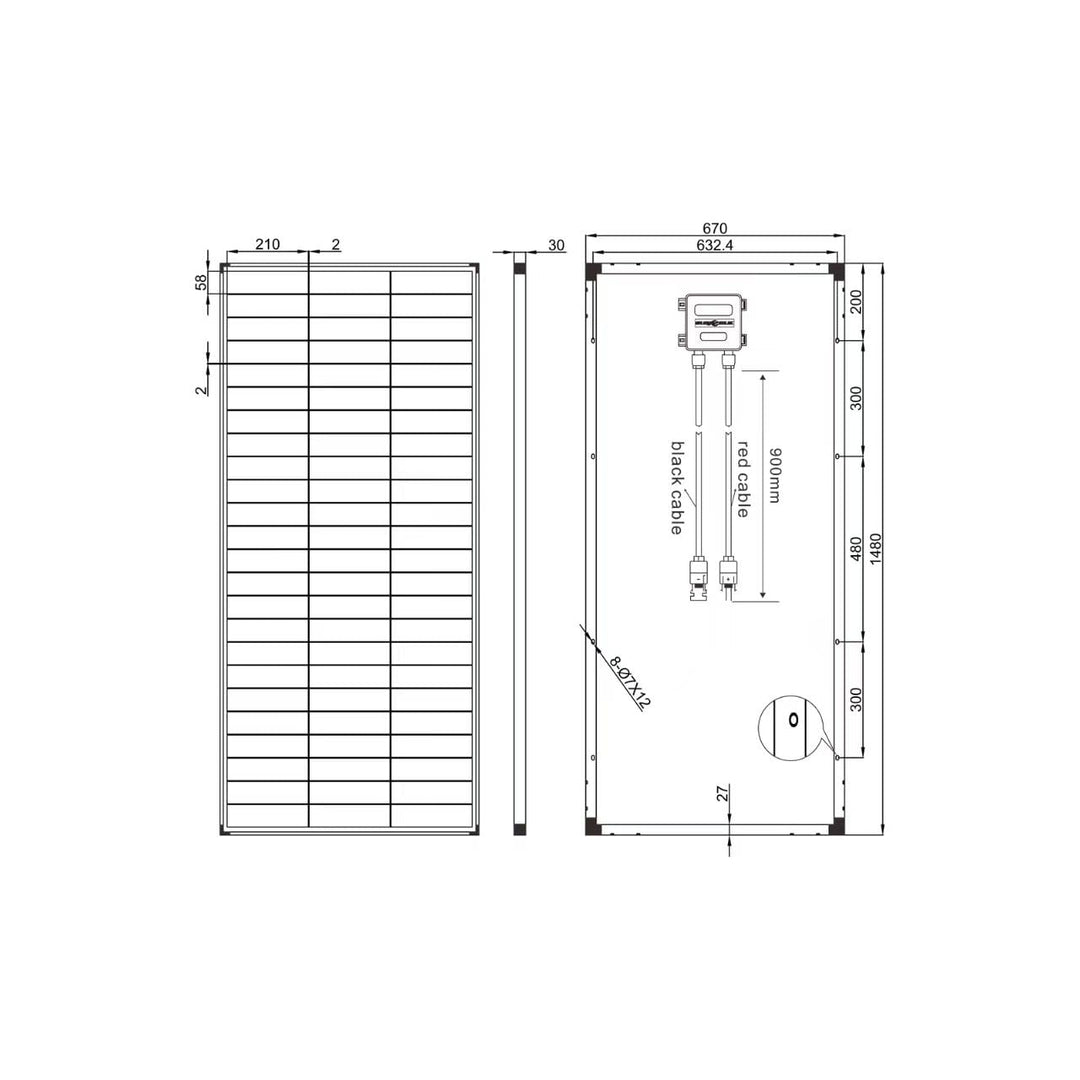 enjoy solar® 200W 36V Monokristallines Solarmodul, PERC 9BB - Solarpanel ideal für Wohnmobil, Balkon